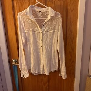 Free People white lace button down